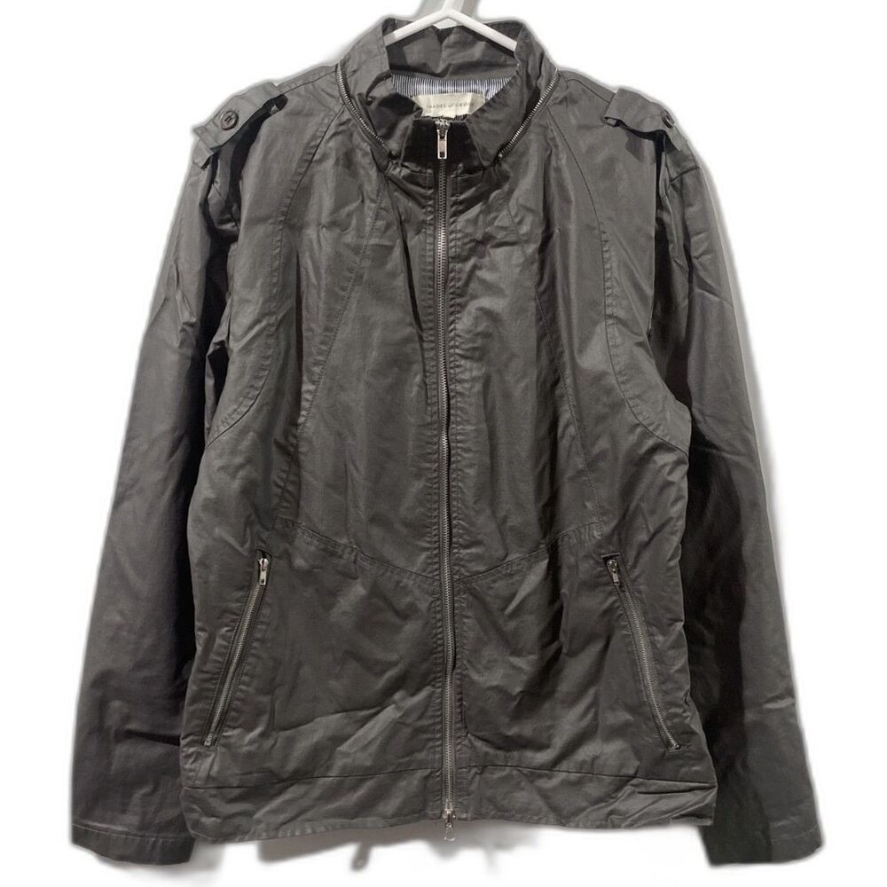 Shades Of Greige Jacket Men's Size Large Gray Faux Leather Lightweight